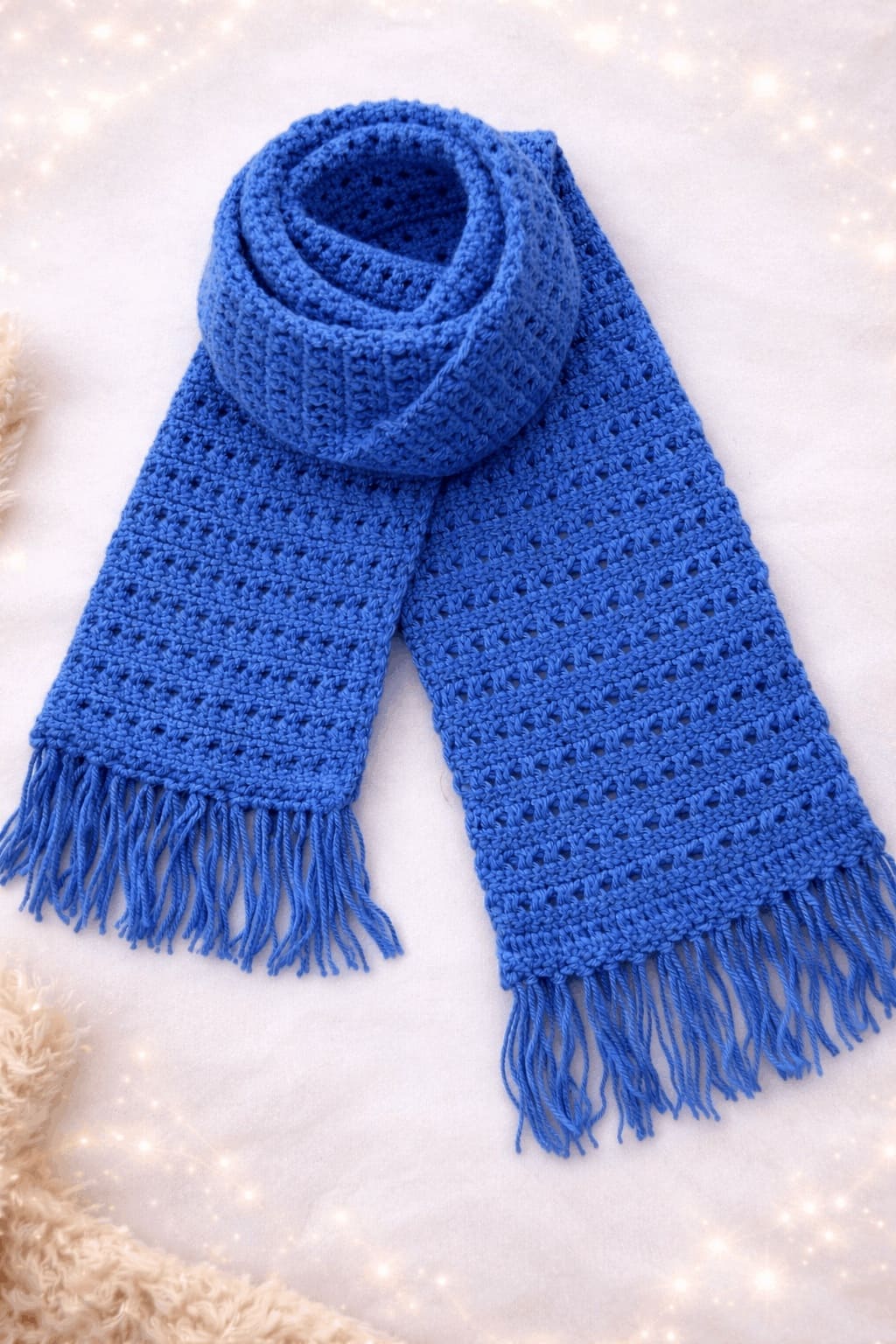Winter Crochet Scarf - Blue