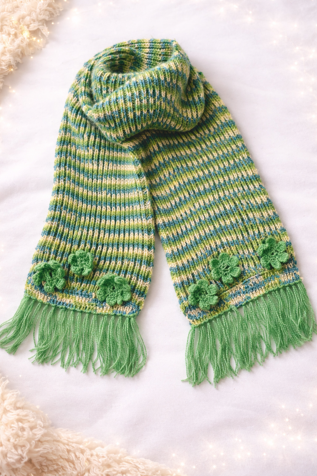 Winter Crochet Scarf - Green