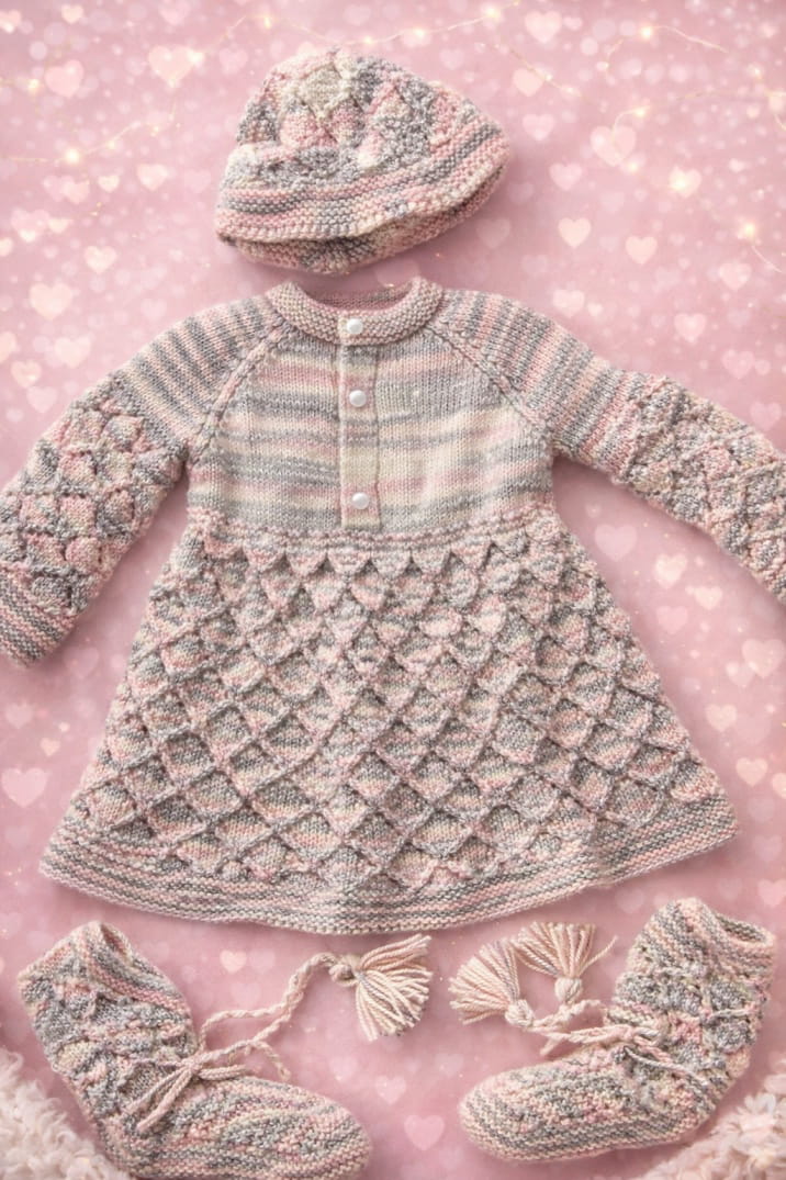 Baby Jacket with Cap and Socks - Ombre